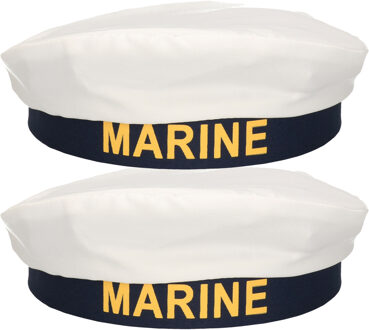 Carnaval verkleed Matroos/matrozen hoedje - 5x - wit/blauw - voor volwassenen - Maritiem thema