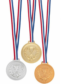 Carnaval verkleed medailles - met lint - 3x - goud/zilver/brons - kunststof - 6 cm - speelgoed Goudkleurig