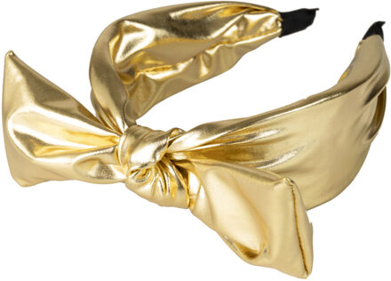 Carnaval verkleed metallic diadeem - met strik - goud - kunststof - dames - hoofdband