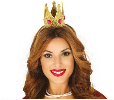 Carnaval verkleed mini hoedje/kroontje - goud - diadeem - dames/grote meiden