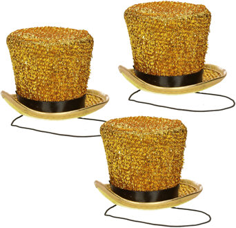 Carnaval verkleed mini hoedje voor diverse thema's - 5x - goud - glitters - dames