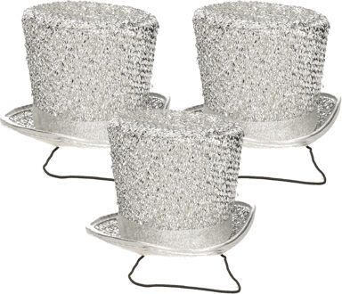 Carnaval verkleed mini hoedje voor diverse thema's - 5x - zilver - glitters - dames