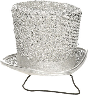Carnaval verkleed mini hoedje voor diverse thema's - zilver - glitters - dames