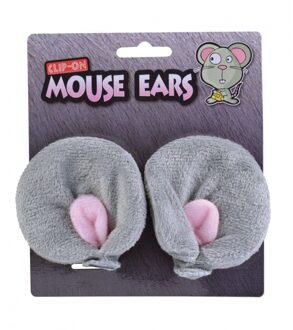 Carnaval verkleed muizen oren - met clips - muizenpak accessoires - grijs - dieren thema