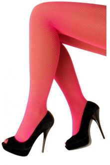 Carnaval verkleed netpanty - fuchsia roze - voor dames - maat M/L