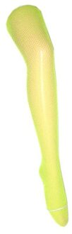 Carnaval verkleed netpanty - neon geel - voor dames - maat M/L