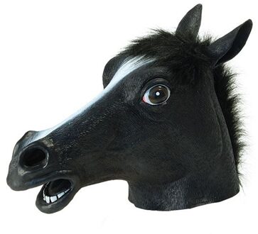 Carnaval verkleed paarden masker - zwart - rubber - voor volwassenen