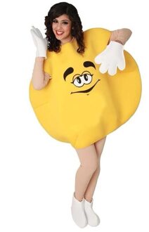 Carnaval verkleed pak/kostuum - snoepje M - geel - one size M/L - volwassenen