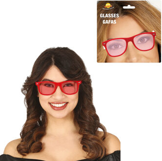 Carnaval/verkleed party bril - 2x - rood - volwassenen - Voor bij een verkleedkleding kostuum