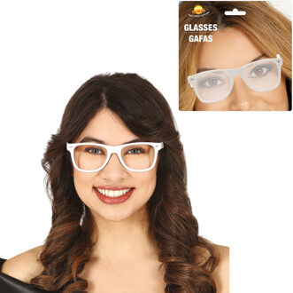 Carnaval/verkleed party bril - 2x - wit - volwassenen - Voor bij een verkleedkleding kostuum