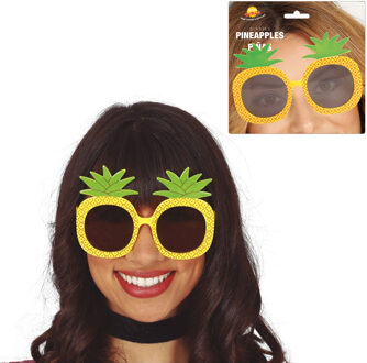 Carnaval/verkleed party bril Ananas - 2x - Tropisch/Hawaii thema - plastic - volwassenen