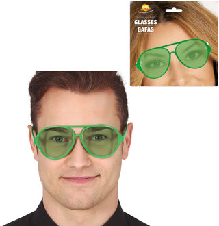 Carnaval/verkleed party bril Aviator - 2x - groen - volwassenen - bij een verkleedkleding kostuum