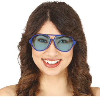 Carnaval/verkleed party bril Aviator - blauw - volwassenen - Voor bij een verkleedkleding kostuum