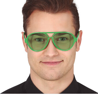 Carnaval/verkleed party bril Aviator - groen - volwassenen - Voor bij een verkleedkleding kostuum