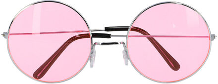Carnaval/verkleed party bril Lennon - Hippie/sixties - roze