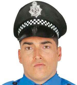 Carnaval verkleed pet - Politie agent - zwart - Politiepet - voor volwassenen
