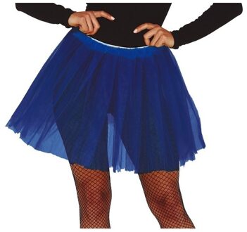 Carnaval verkleed Petticoat/tutu tule rokje - kobalt blauw - dames - Voor maten S-M-L