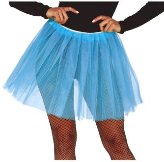 Carnaval verkleed Petticoat/tutu tule rokje - lichtblauw - dames - Voor maten S-M-L