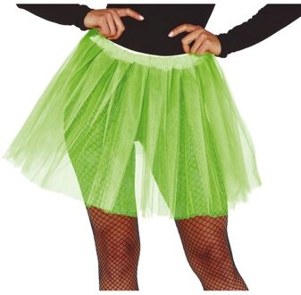Carnaval verkleed Petticoat/tutu tule rokje - lime groen - dames - Voor maten S-M-L
