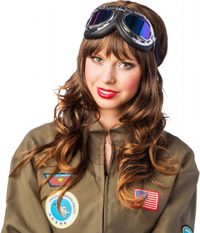 Carnaval verkleed Piloot bril - motorrijder - bril met spiegelglazen - volwassenen Zwart