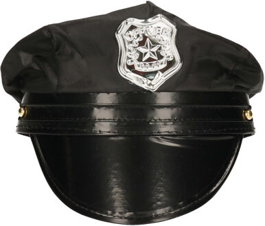 Carnaval verkleed Politie agent hoedje - zwart/zilver - voor kinderen - Politie thema