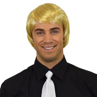 Carnaval verkleed pruik - Brits/popster - blond - kort haar stijl - heren