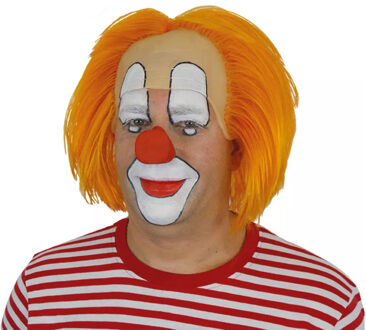 Carnaval verkleed pruik - Clown Bassie - oranje - heren