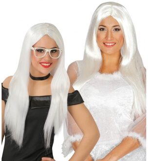 Carnaval verkleed pruik dames - engel - wit haar - lang engelen haar