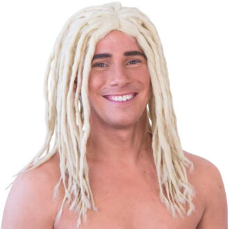 Carnaval verkleed pruik - Dreadlocks Rasta - blond - lang haar - heren - Hippie Wit