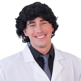 Carnaval verkleed pruik - Frivole dude - zwart kort haar - heren