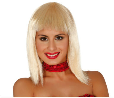 Carnaval verkleed pruik halflang haar met pony - blond - voor dames