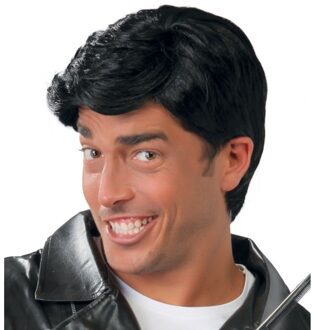 Carnaval verkleed pruik John - heren - zwart - kort haar