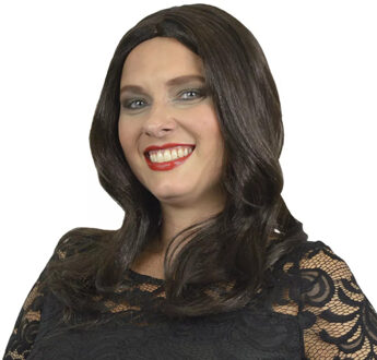 Carnaval verkleed pruik - Lady Yvette - donkerbruin - lang stijl haar - dames