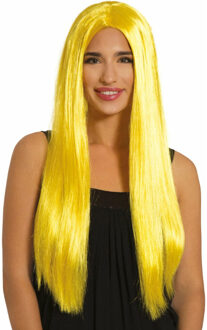 Carnaval verkleed pruik lang haar - geel - voor dames - one size
