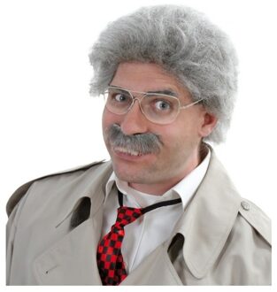 Carnaval verkleed pruik Opa met snor - voor heren - grijs