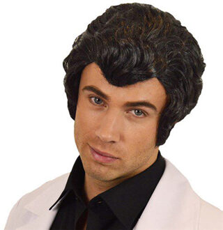 Carnaval verkleed pruik - Rockster - zwart - kort haar - heren - foute party