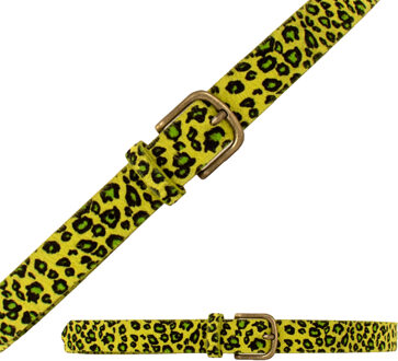 Carnaval verkleed riem - luipaard-/panterprint - geel - Dames - gouden gesp