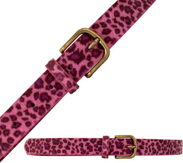 Carnaval verkleed riem - luipaard-/panterprint - roze - Dames - gouden gesp