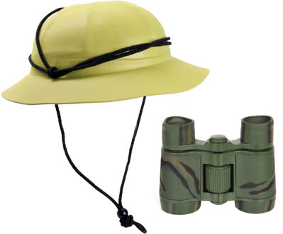 Carnaval/verkleed safari helm voor kinderen met verrekijker set