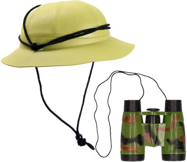 Carnaval/verkleed safari helm voor kinderen met verrekijker set