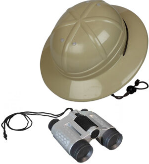 Carnaval/verkleed safari helm voor kinderen met verrekijker set