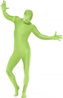 Carnaval verkleed Second skin pak/jumpsuit - uni groen - volwassenen 56-58 (XL)