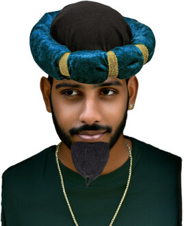Carnaval verkleed set Arabier/Sjeik/Sultan/1001 nacht - Tulband blauw - Heren - met baardje