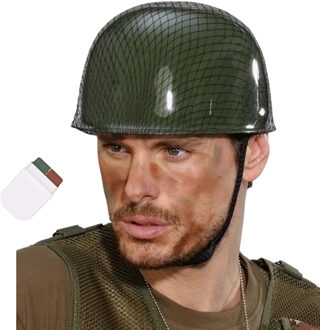 Carnaval verkleed set Army/Leger soldaten helm - met camouflage schmink stift - volwassenen