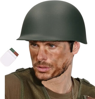 Carnaval verkleed set Army/Leger soldaten helm - met camouflage schmink stift - volwassenen