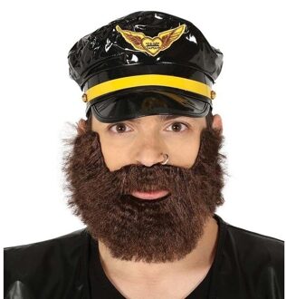 Carnaval verkleed set - bruine kapiteinsbaard met snor - voor heren