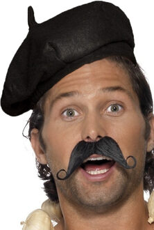 Carnaval verkleed set compleet - Fransman baret met plaksnor - volwassenen