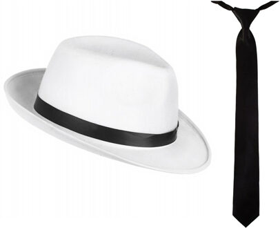 Carnaval verkleed set compleet - gangster/maffia hoedje met zwarte stropdas - volwassenen