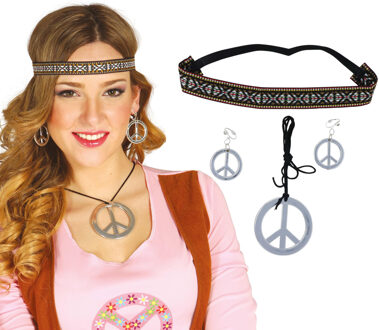 Carnaval/verkleed set Hippie - accesoire - 3-delig