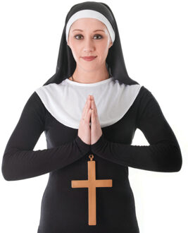 Carnaval verkleed set - Non/dominee - 3-delig - zwart/wit - volwassenen